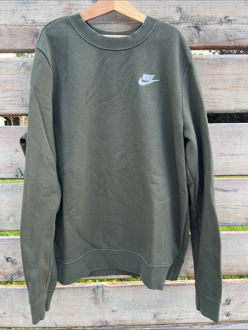 Nike Olive Crewneck Sweatshirt with White Logo
